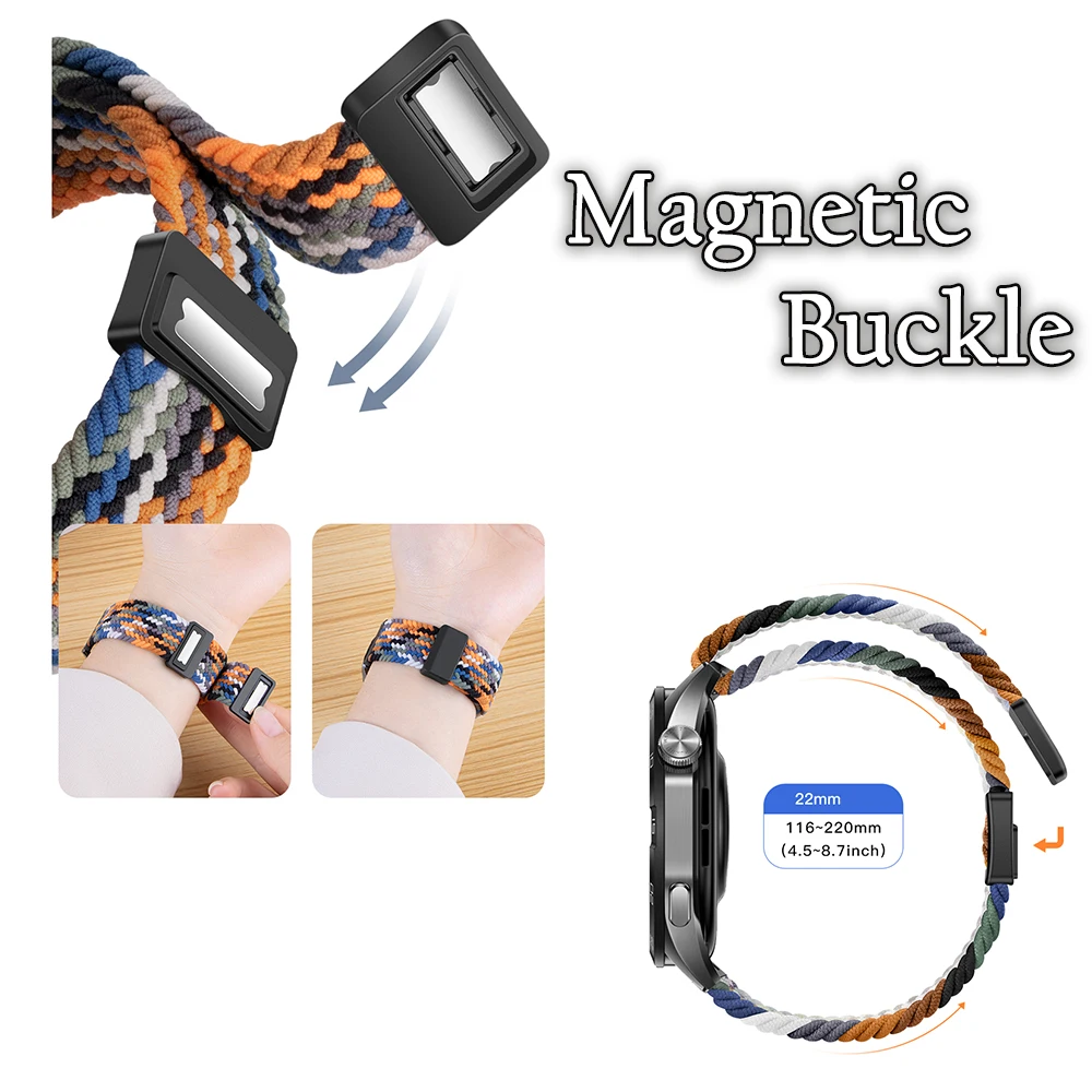 Magnetic Nylon Strap - Adjustable 20mm/22mm Wristband Bracelet