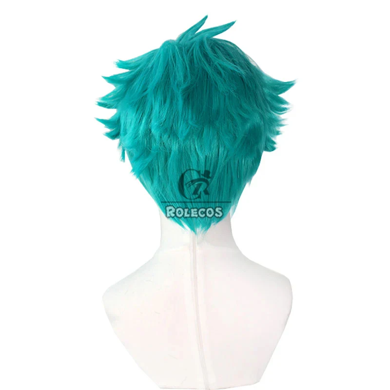 ROLECOS Synthetic Hair Game LOL Heartsteel Aphelios Cosplay Wigs LOL Aphelios Halloween 30cm Short Blue Green Wig Synthetic Hair