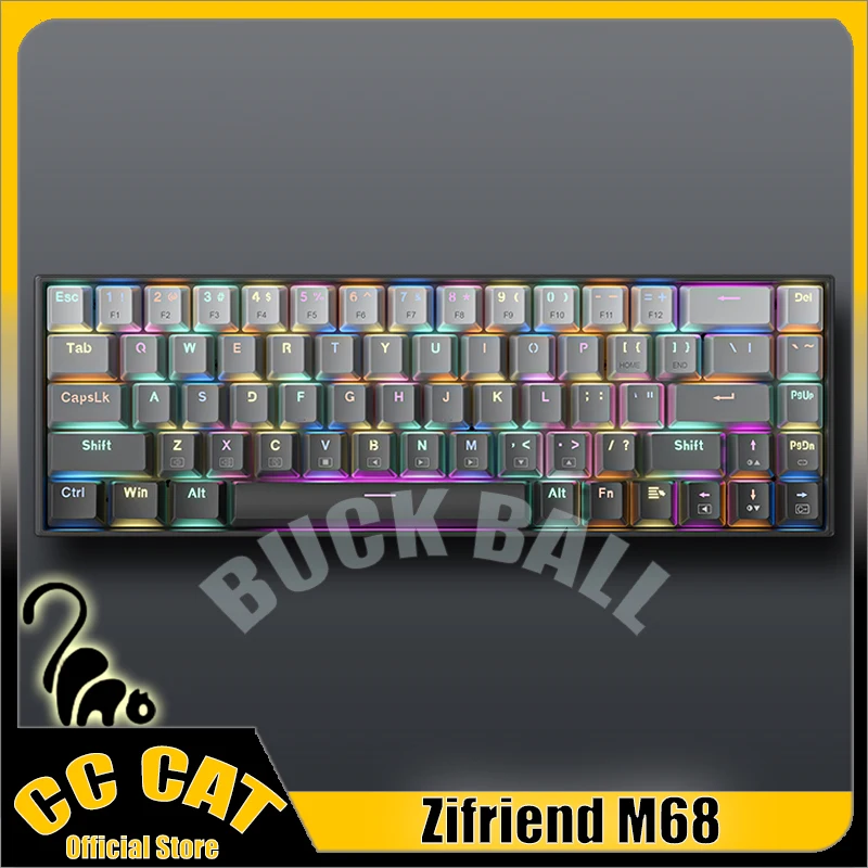 

Игровая механическая клавиатура Zifriend M68, механическая клавиатура с низкой задержкой, клавиатура PBT Swich hot-swap RGB с проводной подсветкой