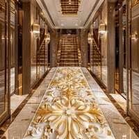 European Style Flower 3D Luxury Long Corridor Carpet Non-slip Stairway Home Decor Rug Runner Customizable Aisle Rug Kitchen Mat 2