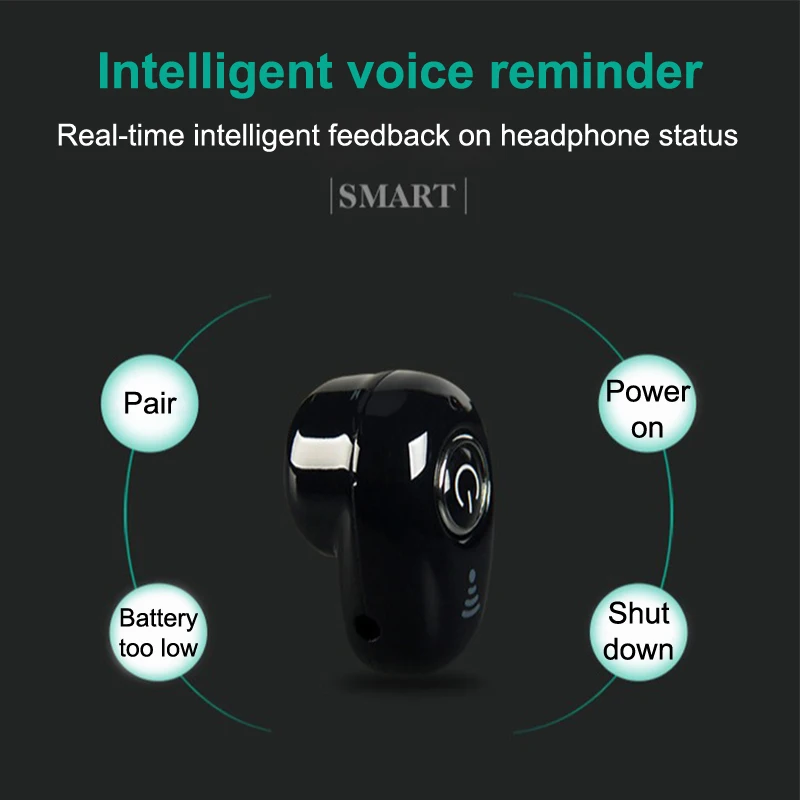 S650 미니 무선 인이어 보이지 않는 블루투스 이어버드, 마이크 포함 스테레오 헤드폰