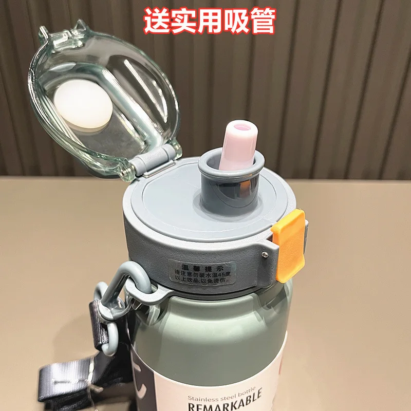 316 Stainless Steel Thermos Water Bottle with Straw, Tumbler Vacuum Flask, Portable Hot Drinks Thermos Cup, Insulated Water Pot