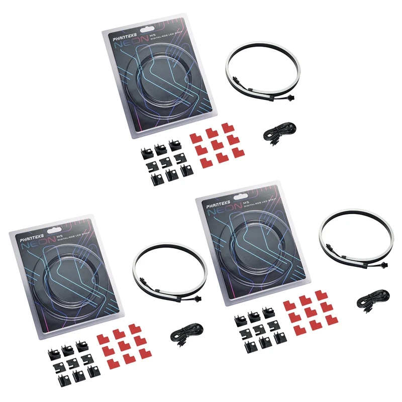 

3X PHANTEKS M5 Light Strip ARGB Neon Computer Case Decoration LED Strip 5V 3PIN Light Header AURA 550Mm