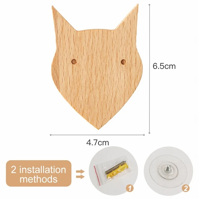 Animal-Shaped Wooden Wall Hook for Cute Room and Home Decor