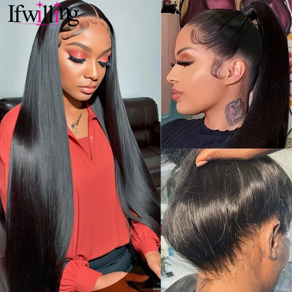 

360 Lace Frontal Wig Brazilian Bone Straight 13x4 Transparent Lace Front Human Hair Wigs For Black Women Glueless Wig Human Hair