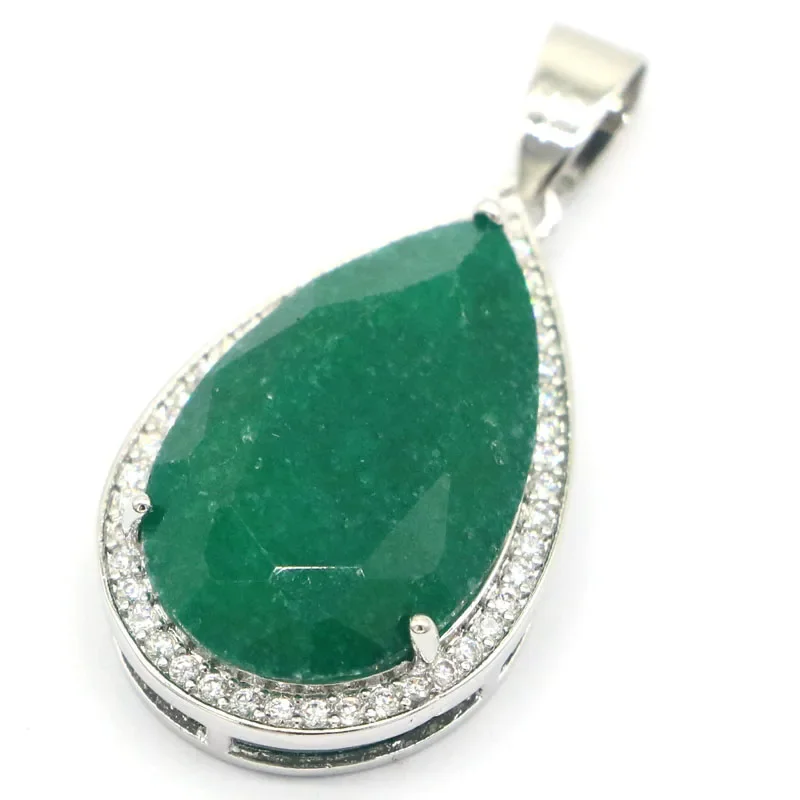 5g Real Customized 925 Solid Sterling Silver  PENDANT Drop Shape Real Blue Sapphire Real Red Ruby Green Emerald White CZ Bride W