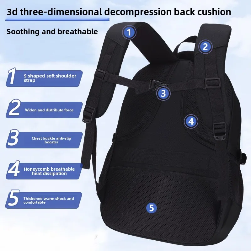 2025 Large capacity men's backpack with astronaut pendant 2 sizes of student school backpacks Student nylon school bags mochilas 4