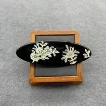 

New high-end side hair clip black shell oval classic hairpin for chic girl