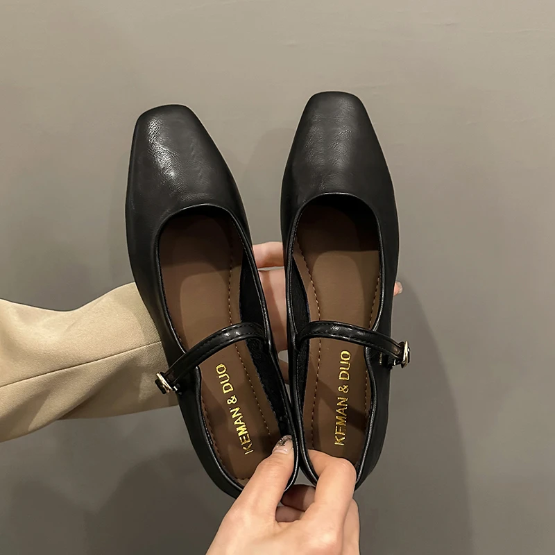 Mary Jane Single shoes Thick Heel Shoes Elegant Classic Retro Square Toe Comfortable Soft Shallow Cut Low Heel Women's Shoes 5