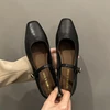 Mary Jane Single shoes Thick Heel Shoes Elegant Classic Retro Square Toe Comfortable Soft Shallow Cut Low Heel Women's Shoes 5