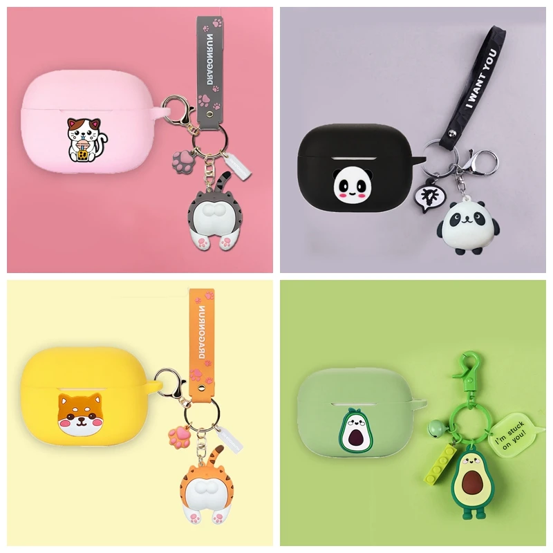 Custodia Per Cartoni Animati Per Beats Studio Buds 2 Custodia Cute Cat/Dog/Avocado Auricolari Con Ciondolo Cover In Silicone Funda Per Beats Studiobud