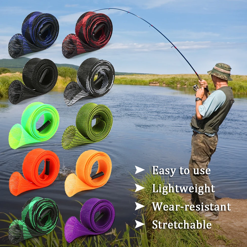 10pcs Fishing Rod Cover 170cm Rod Sleeve Rod Fishing Tackle Sock Pole Glove  Protector Tools Sea River Lake Pool with Bank Stick
