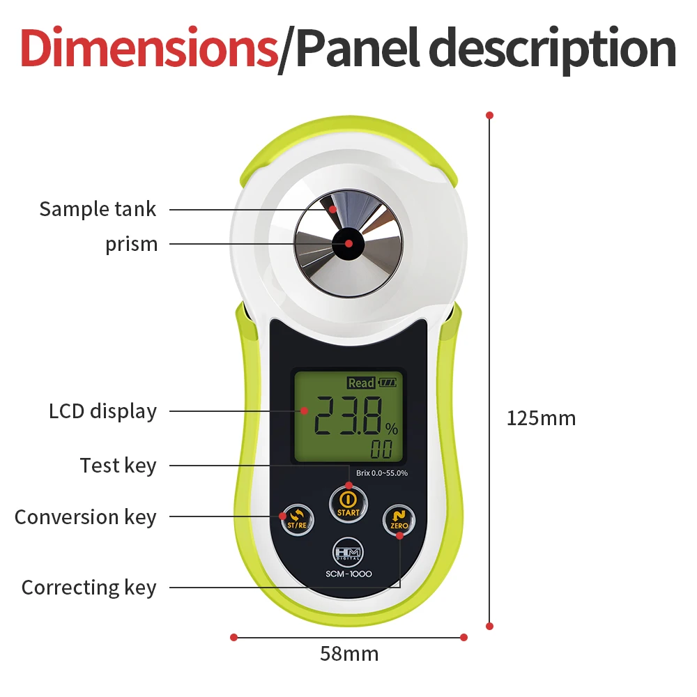 Digital Refractometer LCD Display 0.0~55.0% Brxi Sugar Meter SCM-1000 Densitometer for Fruit Juice Sugar Concentration Test images - 6