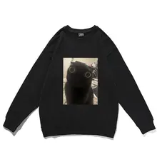 

Jinx Up Close Pullover Black Cat Pattern Print Pullovers Crewneck Fashion Men Women Funny Sweatshirts Man Plus Size Sweatshirt