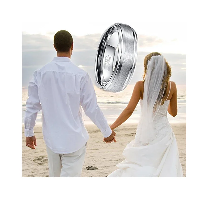 NUNCAD New Fashion Simple Men's 7mm Tungsten Carbide Ring Matte Finish Wedding Engagement Band Size 6 to 14 T022R 5