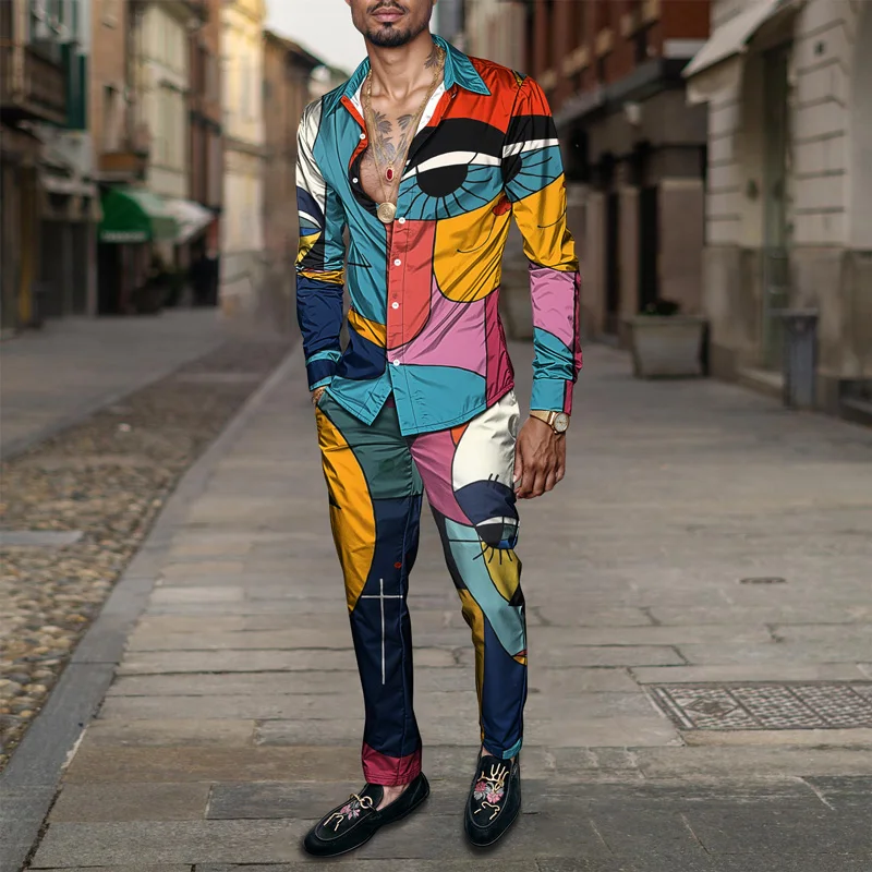 2025 New Style Spring Summer Men Shirt Set Brand Print Fashion Simple Two Piece Set Mens Luxury Lightweight Party Long Sleeves S_voghion.com