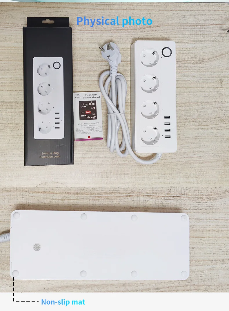 TUYA Smart Power Strip WiFi Socket EU 16A With Power Monitor Timing Function USB