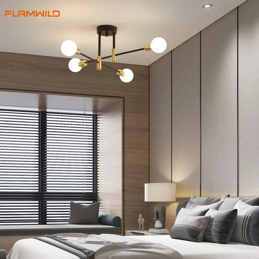 Modern Chandeliers Industrial Semi Flush Mount Fixture for Kitchen Dining Bedroom Living Room light Decoration