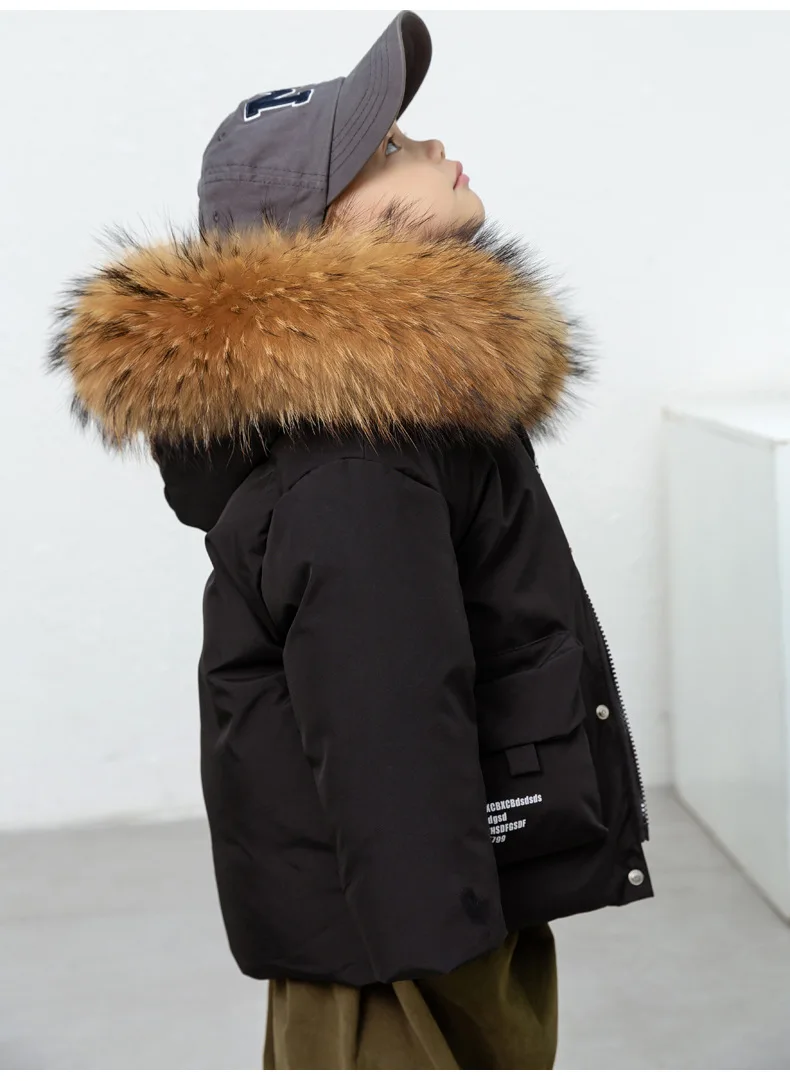 OLEKID 2025, Winter-Daunenjacke für Babys, mit Kapuze, dick, warm, Daunenjacke für Jungen, 2–8 Jahre, Kinder, Kleinkind, Junge, Parka, Oberbekleidung, Mantel – Detail 16