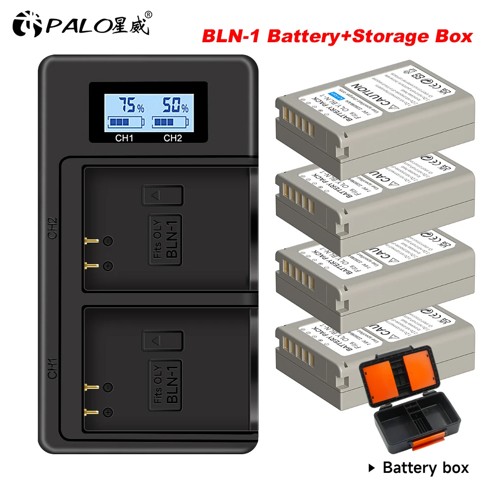 

2280mAh BLN-1 PS-BLN1 Battery+Dual USB Charger+Storage Box for Olympus OM-D E-M1, Olympus Pen F, OM-D E-M5, PEN E-P5, OM-D