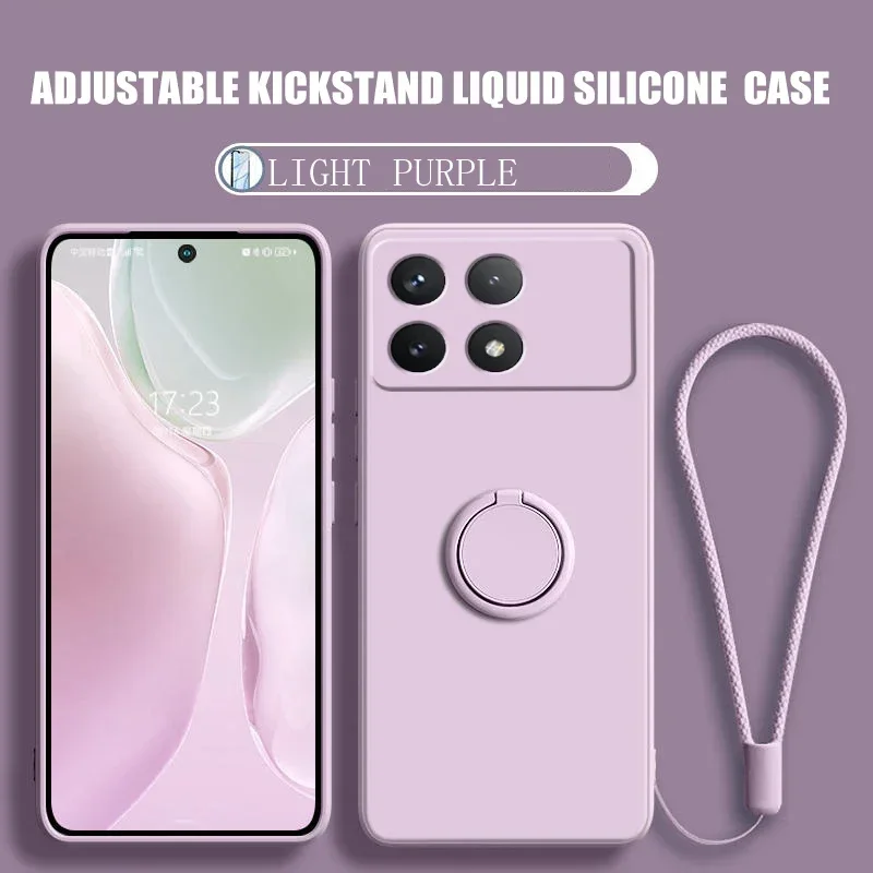 Liquid Silicone Ring Holder Phone Case with TPU Protective Soft Back Cover