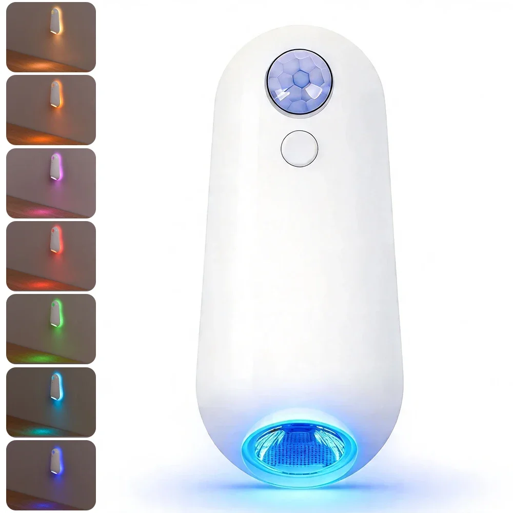 Luz Nocturna LED, 8 Colores, Carga USB-C, Control por Sensor de Luz y