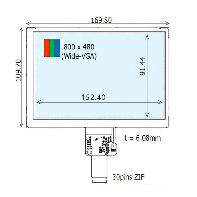 7Inch COM70H7M24ULC LCD 800x480 LVDS 30 Pins Interface Transflective Module Screen Viewing Angle Touch Monitor Sunlight Readable