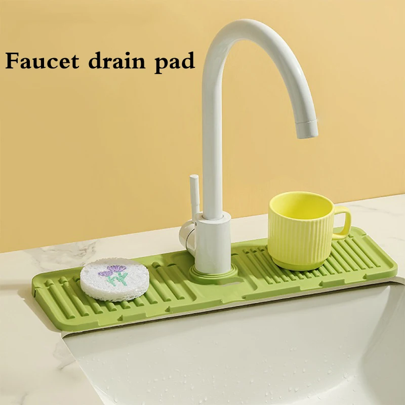 

Kitchen Faucet Splash Pad Silicone Sink Faucet Raised Slope Mat Sponge Drain Rack Countertop Protector For Bath Kitchen Gadgets