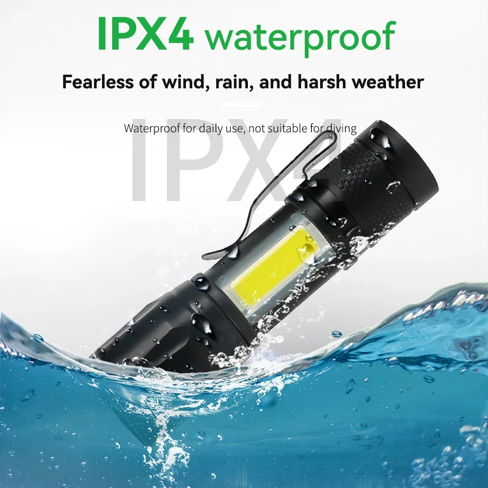 Mini Rechargeable LED Flashlight Use XPE COB Lamp Bead Double Light Source Flash Light for Adventure Camping Fishing Mountaineer led flashlight mini flashlight led flashlights mini led flashlight