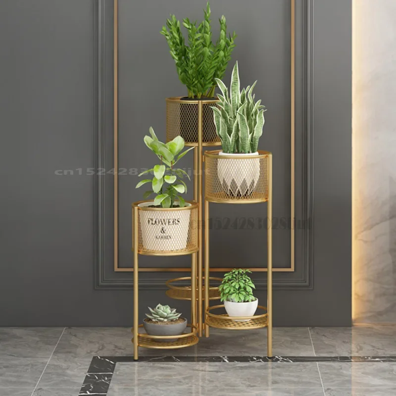 

North Golden Iron Flower Rack MultiLayer Foldable Plant Holder Balcony Space Saving Pot Organizer Decorative Display