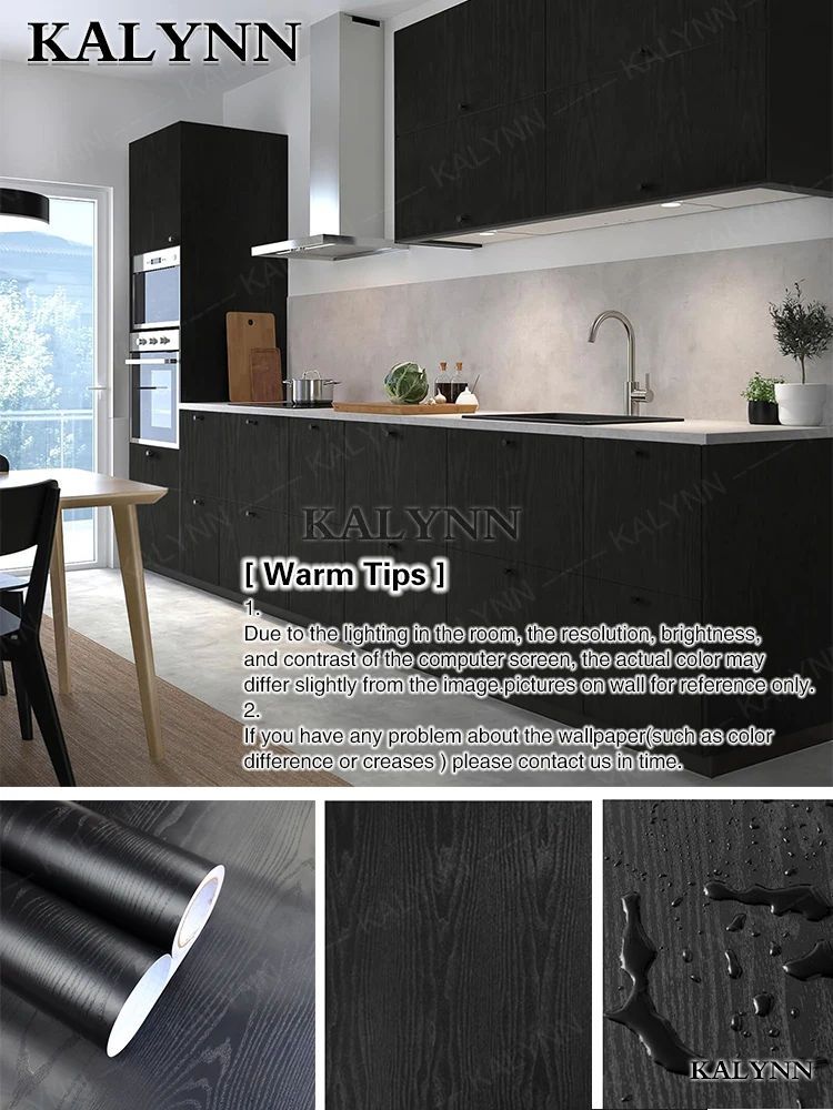 Elegant Black Wood Peel and Stick Decorative Vinyl Wallpaper
