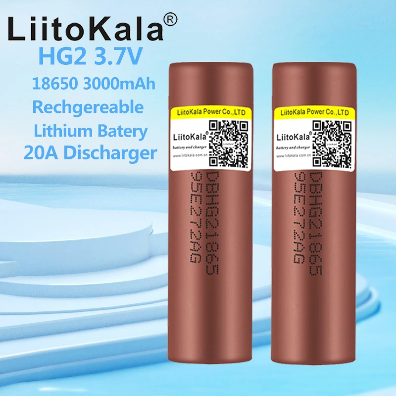  New LiitoKala HG2 18650 Battery 3000mah Rechargeable Batteries Power High Discharge,30A Large Current 