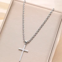 New Stainless Steel Cross Pendant Necklace for Men Women Minimalist Gold Color Jewelry Male Female Necklaces Chokers Gifts 2024 4