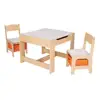Kids 3 Piece Wooden Table and Chair Set Multifunctional Storage Whiteboard Chalkboard Pull Out Storage Play Art Craft 2