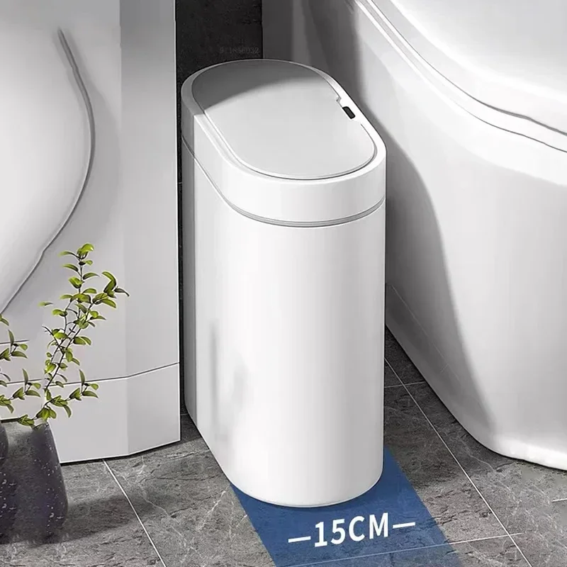 

Toilet Narrow Seam Smart Sensor Bin Bucket Trash Automatic Home Bathroom Can Storage Waterproof Electronic Household