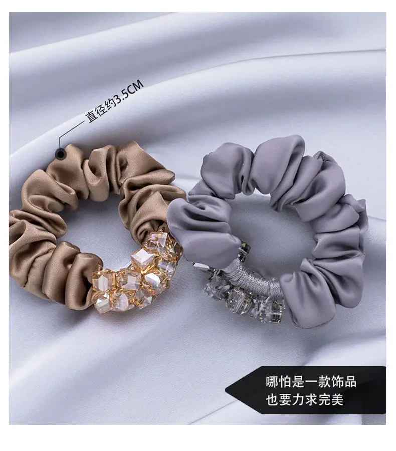 Elegante Kristall Floral Stoff Scrunchies Frauen Mädchen Elastische Haar Gummi Bands Zubehör Krawatte Haar Ring Seil Headwear Kopfschmuck – Detail 6