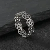YILUOCD Stainless Steel Pentacle Ring Geometric Pentagram Ring for Women Wicca Protection Amulet Hollow Star Christmas Jewelry 1