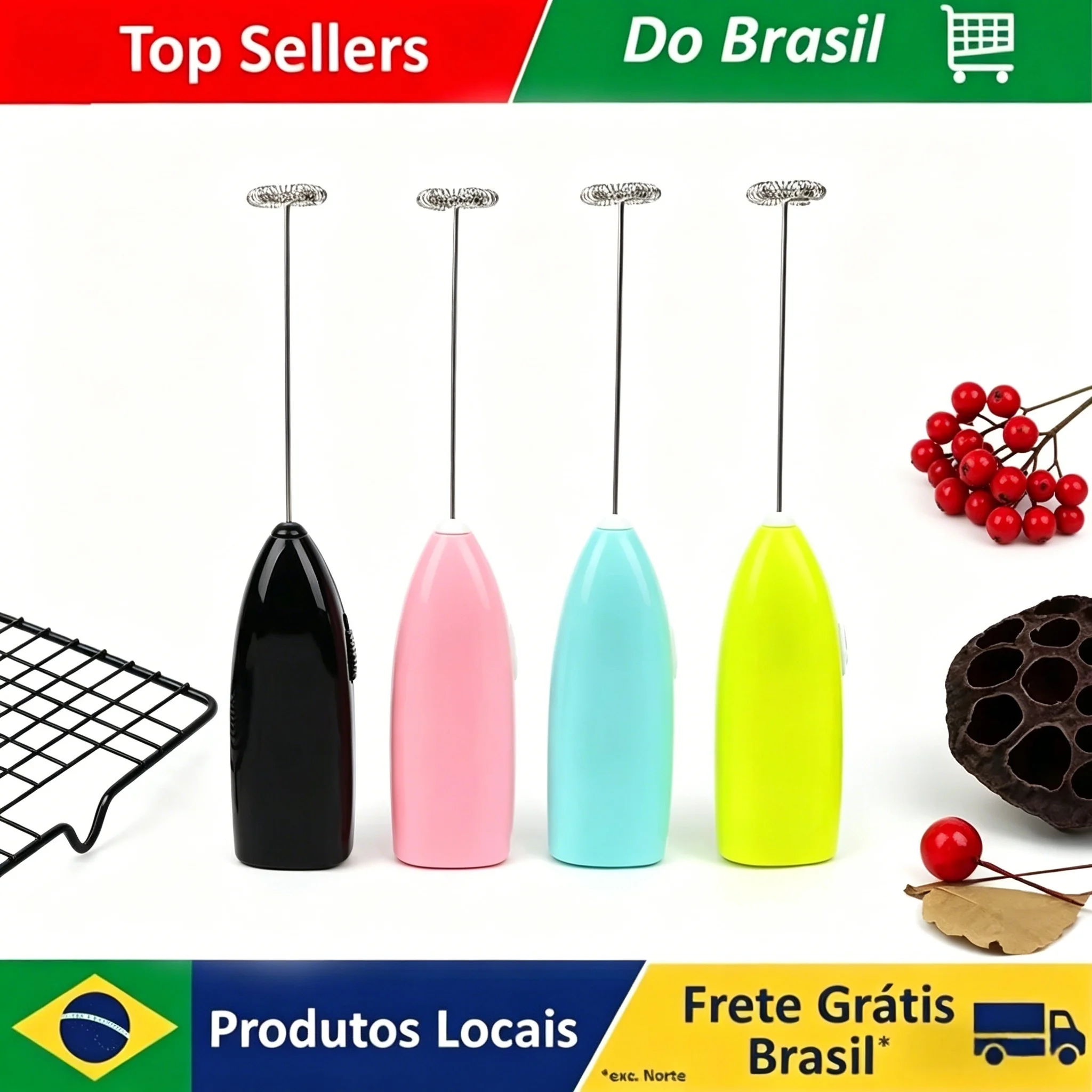 Mini batedor elétrico portátil para ovos, café, leite, milk-shakes e outros usos na cozinha.