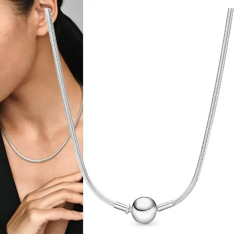 2023 Women's Boutique Jewelry Original Logo Moments Series Studded Necklace 925 Sterling Silver High Quality Necklace Gift