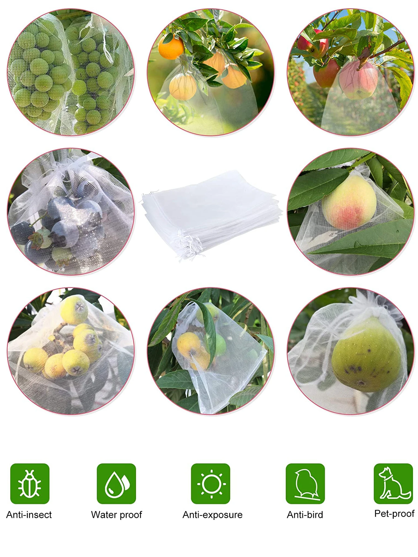 Fruit Protection Netting Bag 20pcs Garden Mesh Bags Agricultural Pest Control Anti-Bird Mesh Bag drawstring Vegetable grown bags fruit grow bags fruit protection bags planting bags plant grow bags