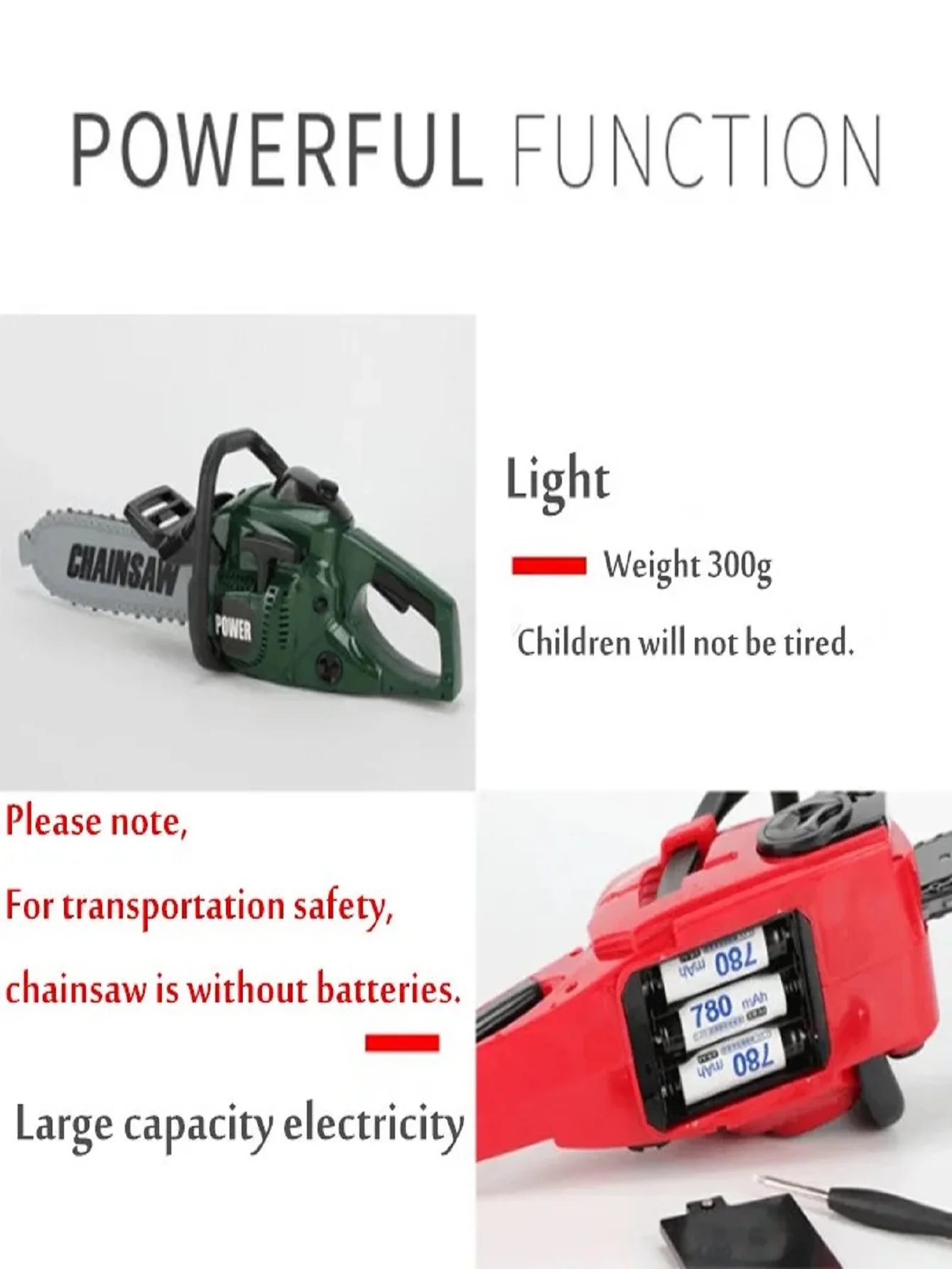 Large Size Children Electronic Chainsaw Kids Play Tools Pretend Play Tool Kits Electric Saw Children Simulated Play House Toy 5