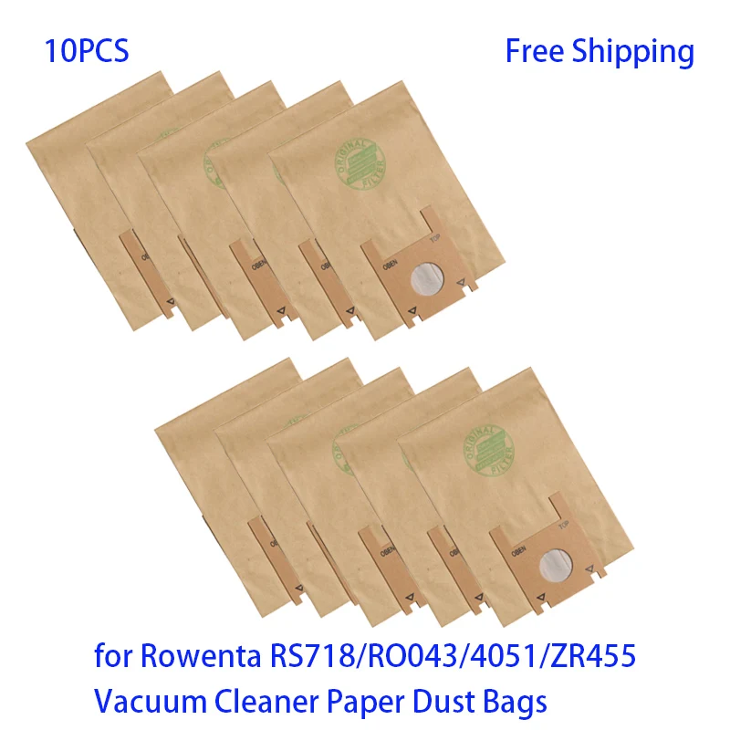 

10PCS Vacuum Cleaner Paper Dust Bags for Rowenta RS708 RS718 RO043 RO0340 RO4051 series Vacuum Cleaner Parts