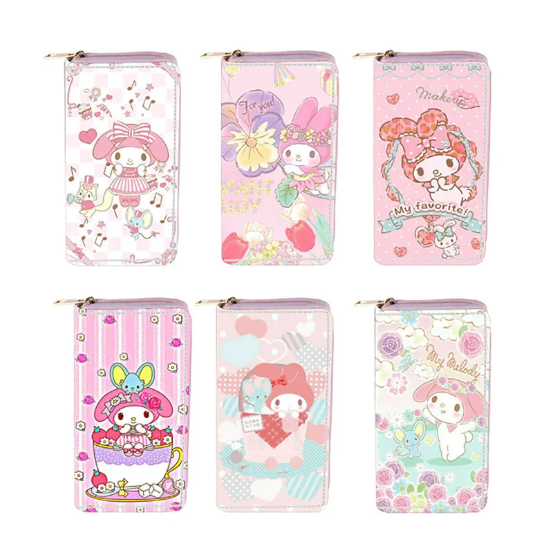 

Kawaii Sanrio Kuromi Cinnamoroll My Melody симпатичная Аниме Фигурка Длинный кошелек на молнии из искусственной кожи Модный мультяшный Кошелек для монет пода...
