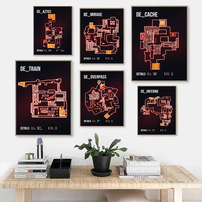 Classic Games CS GO Map Wall Art Posters Canvas Painting And Prints For ...