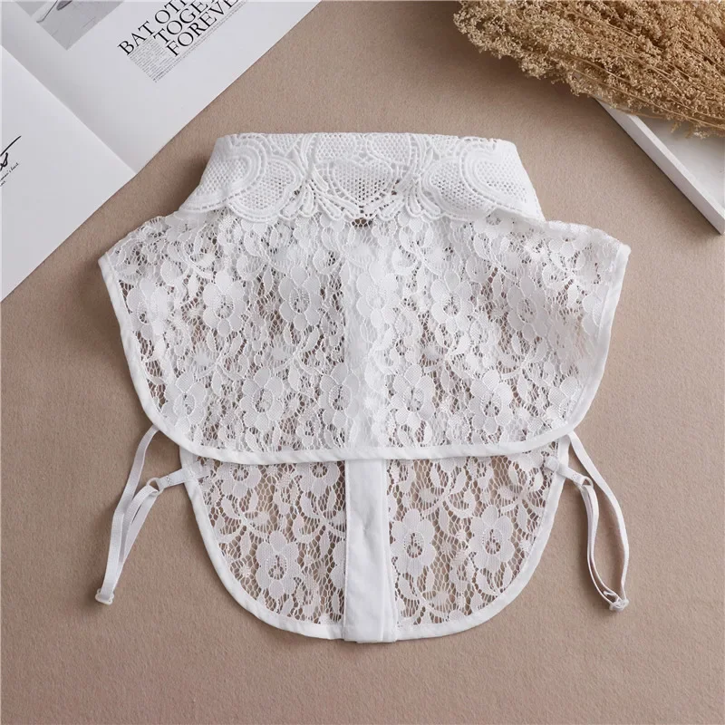 Female Lace Detachable Collar Vintage Solid Fake Collar Lapel Blouse Top Adjustable Women Clothes Ladies False Collar