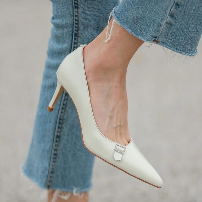 

Pointed Toe Women Pums Spring Autum Elegant Wedding Shoes Patent Slip-On Ladies Daily Work Pumps Dress Prom Career Shoes 6.5CM