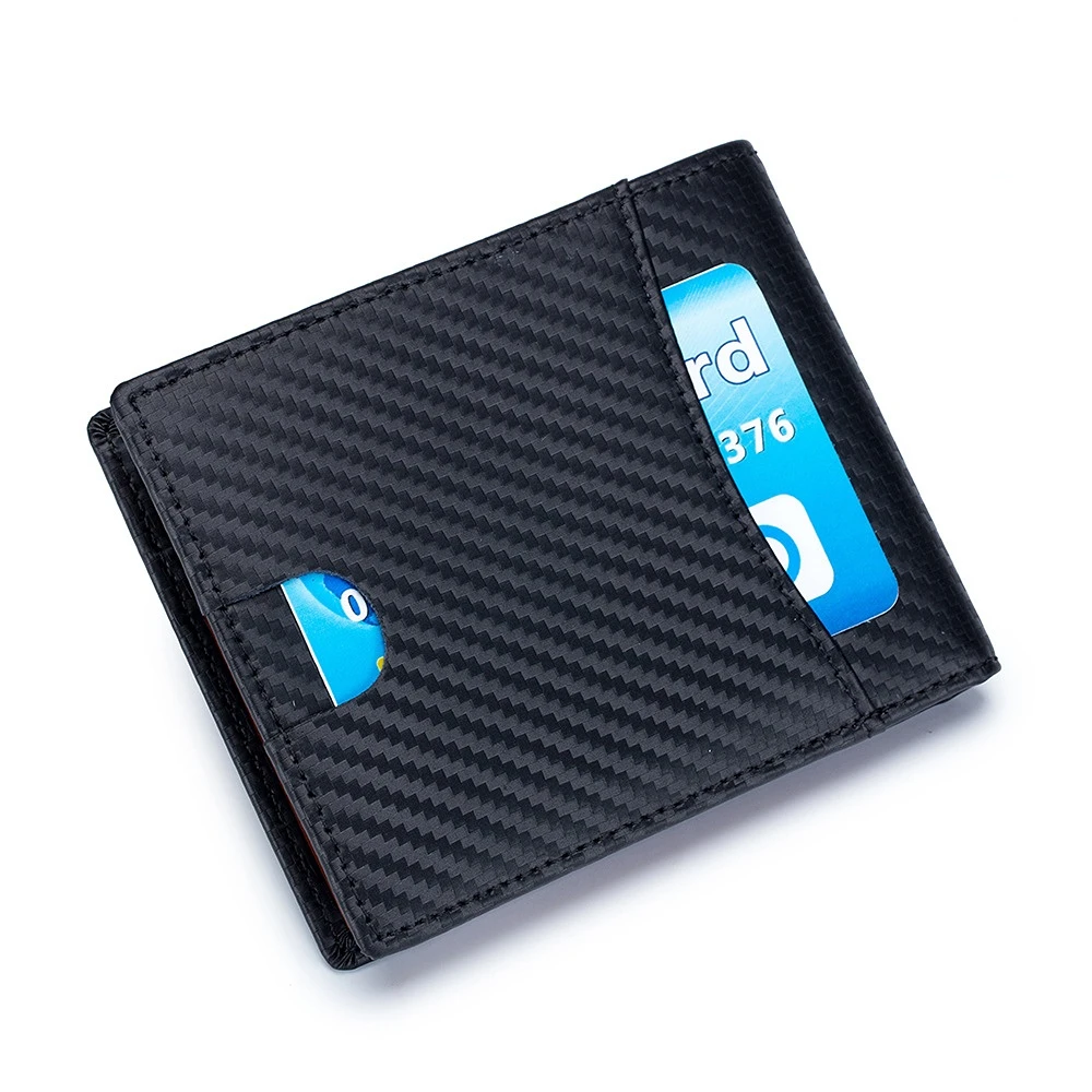 Men's Wallet Carbon Fiber Wallet RFID Leather Ultra Thin Short Wallet