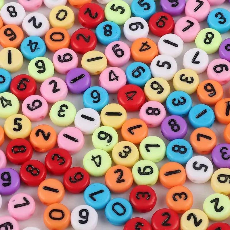 7mm Mixed Russian Letter Acrylic Beads Round Flat Alphabet Digital Numbers  Beads For Jewelry Making DIY Bracelet Necklace Gifts