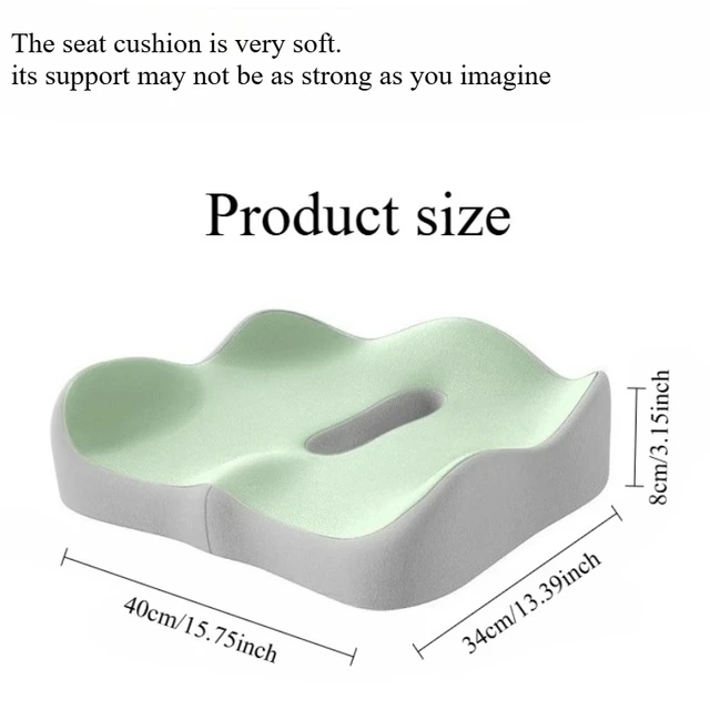 Coussin de siège en mousse à mémoire de forme, 1 pièce, support ergonomique 3D |   Vert clair et gris, polyester lavable, essentiels pour voiture/bureau 2