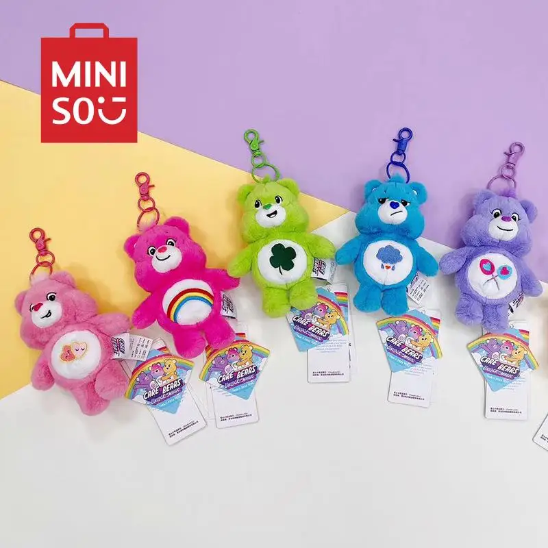 

Miniso Kawaii Care медведя, новая модель, мультяшный Аниме Кулон, подлинный Радужный медведь, плюшевая игрушка, подарок на день рождения для детей и девочек